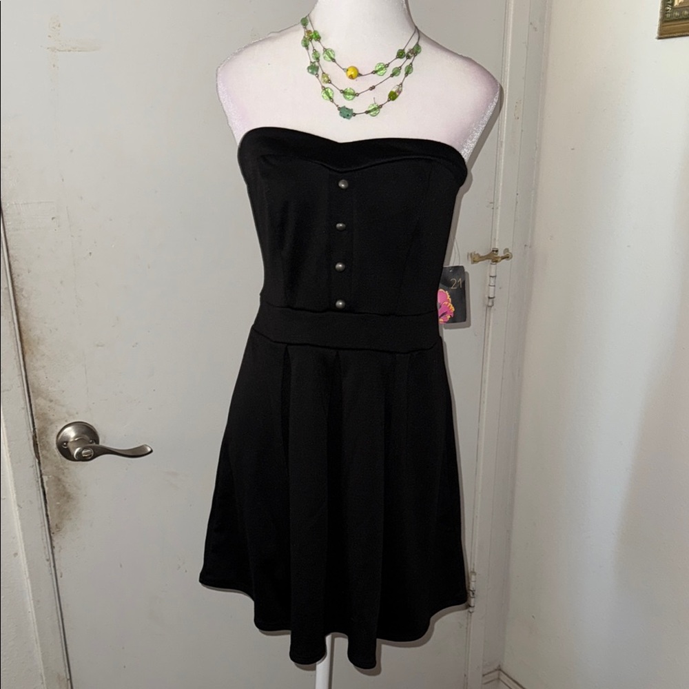 Forever New Black Strapless A-Line Cocktail Dress